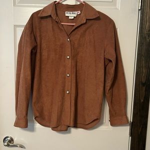 On The‎ Verge Vintage Brown Top Size Large Chest 23 Length 27 Beautiful Buttons